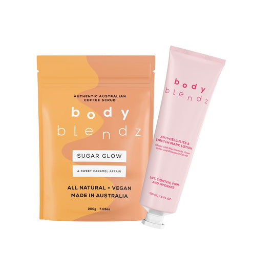 BodyBlendz Firm & Glow Duo (kohvikoorija + pinguldav kehakreem)