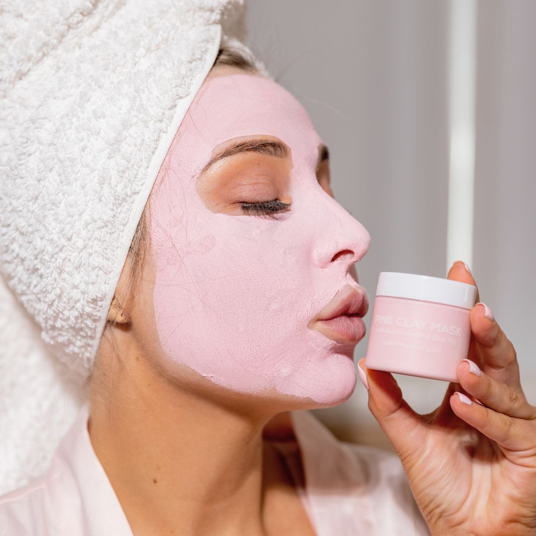 BodyBlendz roosa saviga näomask
